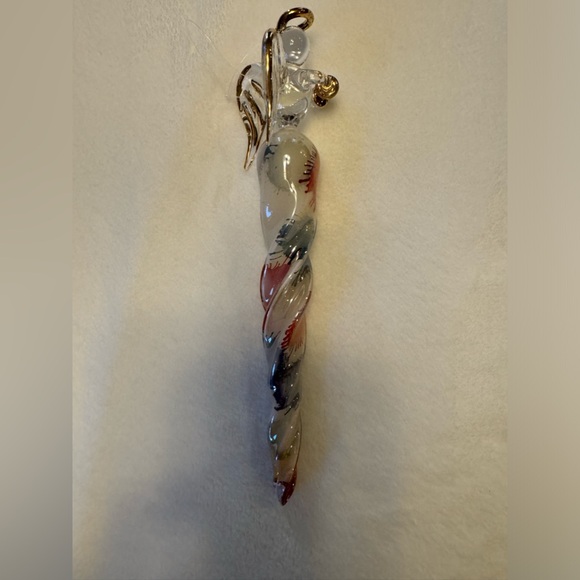 Vintage Rare 8” Glass Icicle Angel Christmas Ornament With Angel Top - Picture 5 of 10
